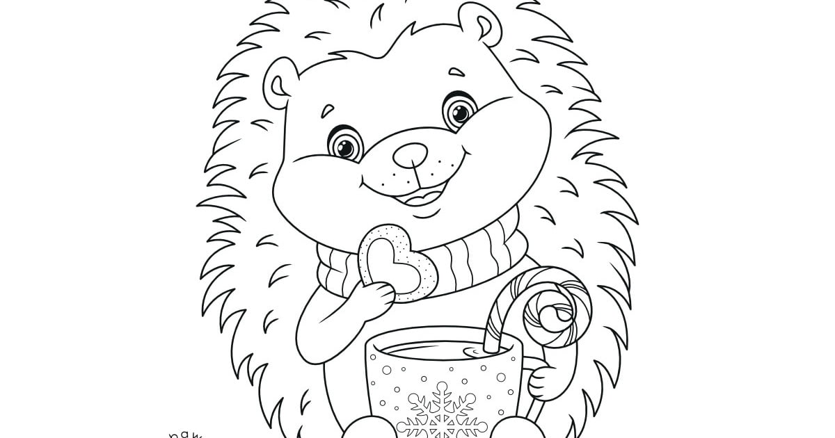 Kolorowanka online: Jeż z herbatą