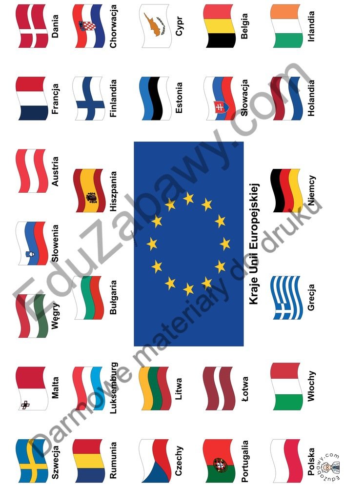 Dekoracje A4 do druku: Dzień Unii Europejskiej