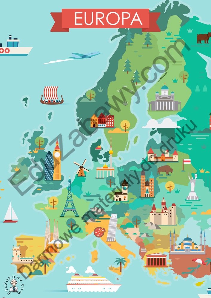 Dekoracje XXL do druku: Mapa Europy