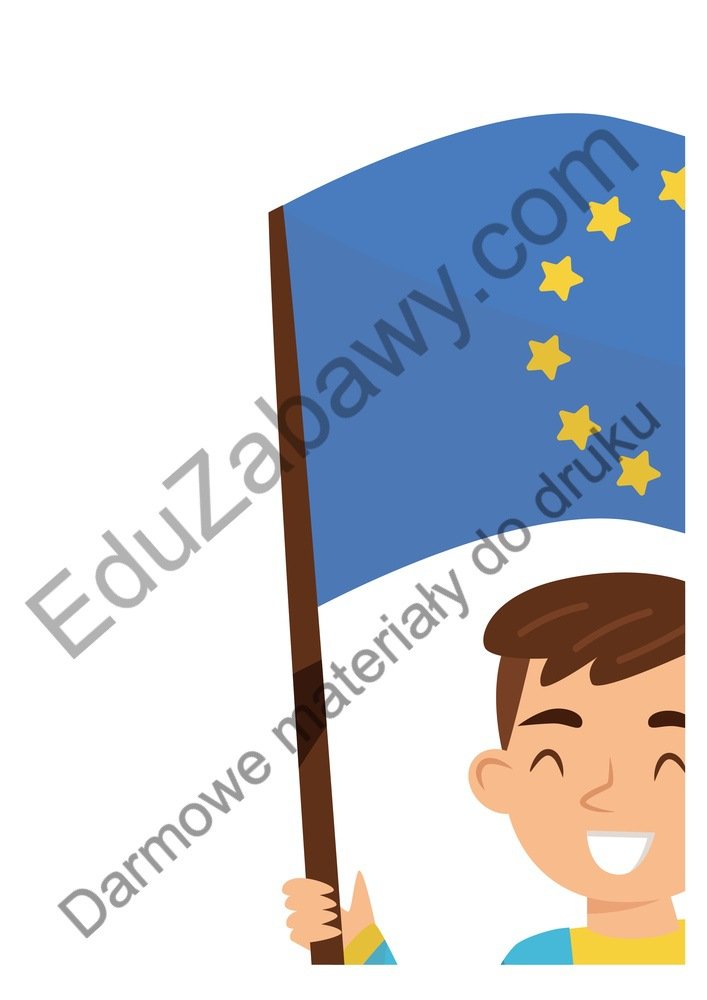 Dekoracje XXL do druku: Chłopiec z flagą Unii Europejskiej