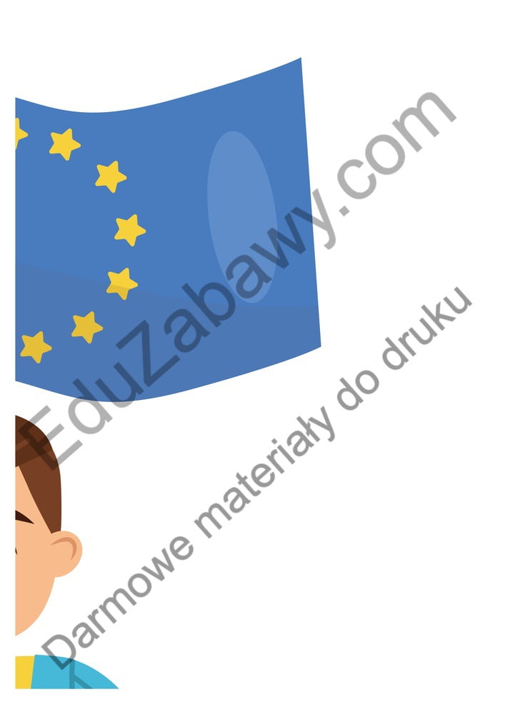Dekoracje XXL do druku: Chłopiec z flagą Unii Europejskiej