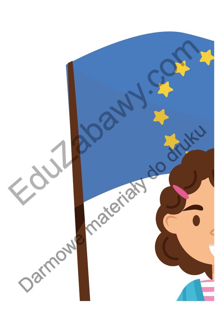 Dekoracje XXL do druku: Dziewczynka z flagą Unii Europejskiej