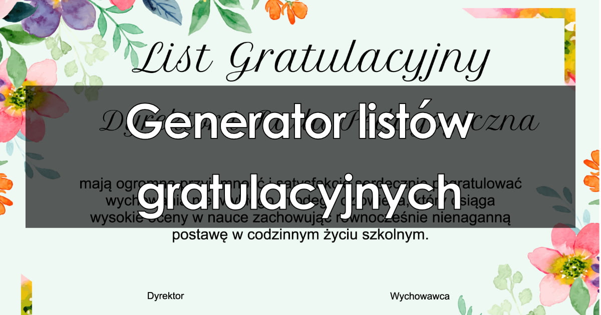 Generator listów gratulacyjnych dla rodziców