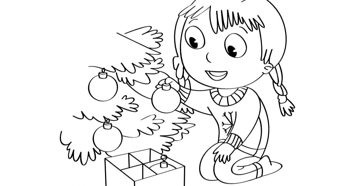 Kolorowanka online: Ubieranie choinki