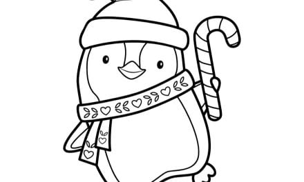 Kolorowanka online: Świąteczny pingwin