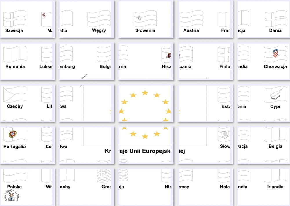 Kolorowanki XXL: Flagi Państw Unii Europejskiej