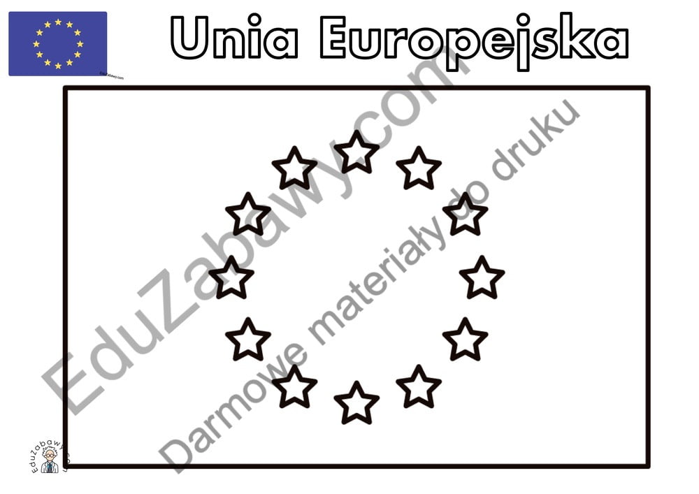 Kolorowanka: Flaga Unii Europejskiej