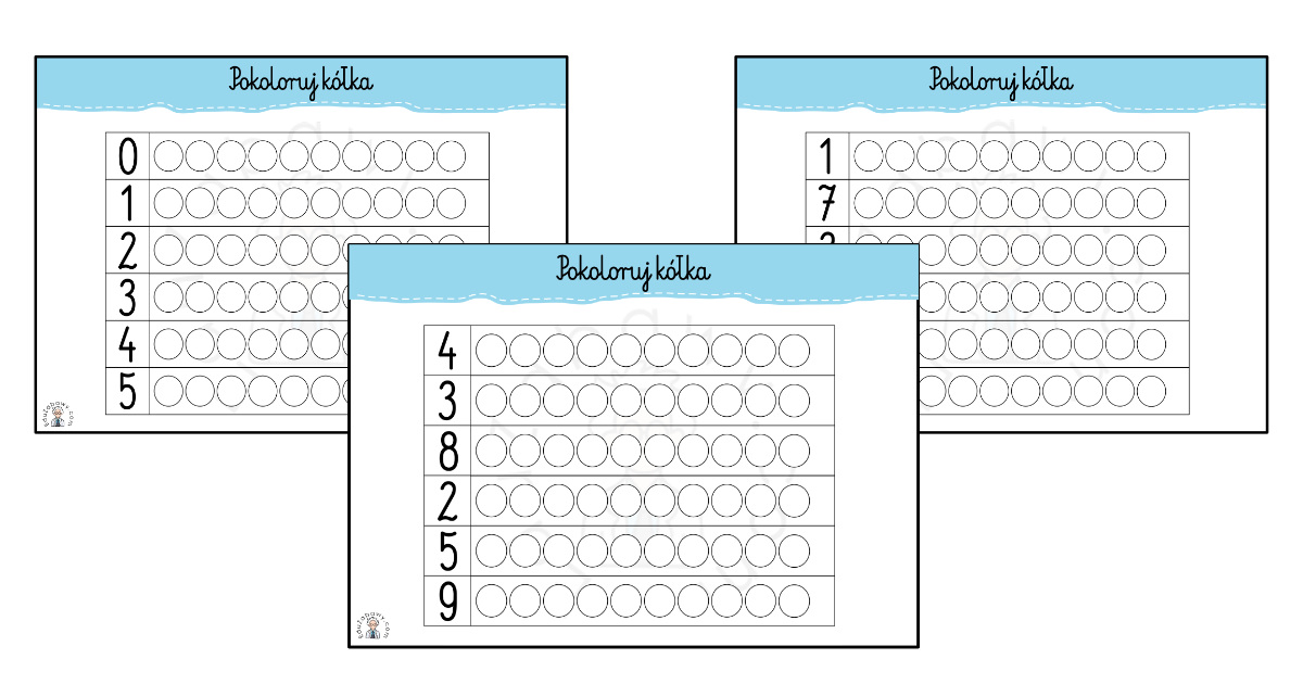 Karty pracy: Pokoloruj kółka – liczenie do 10