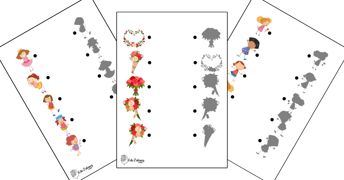 Karty pracy: Dopasuj cienie: Dzień Dziewczynek