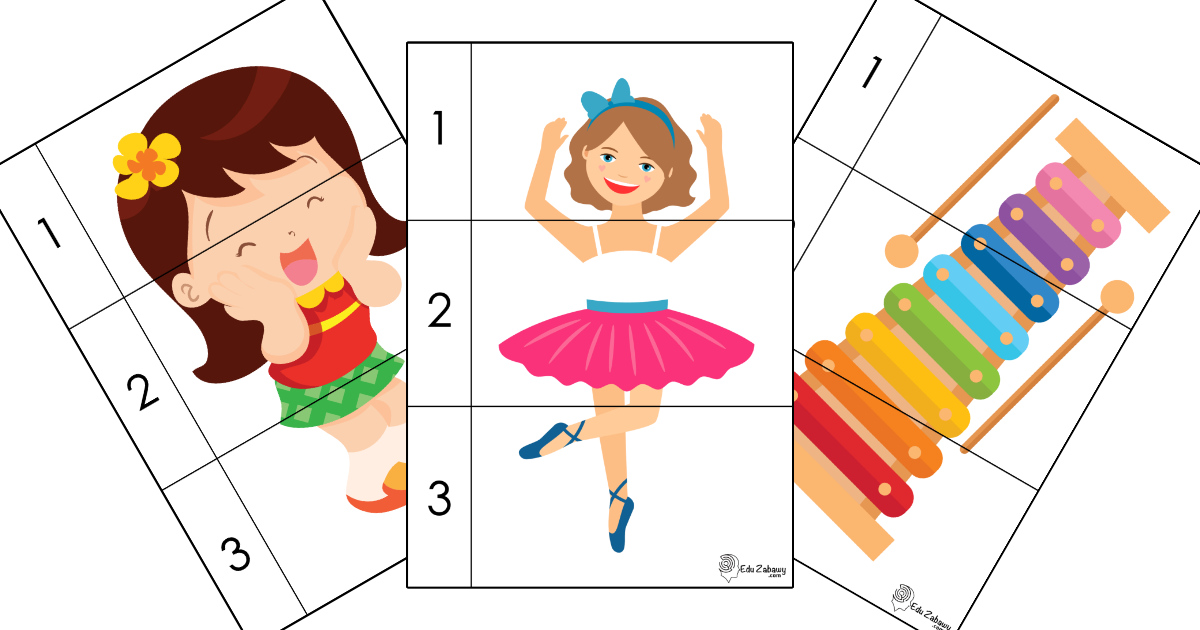 Karty pracy: Puzzle 3 elementy: Dzień Dziewczynek