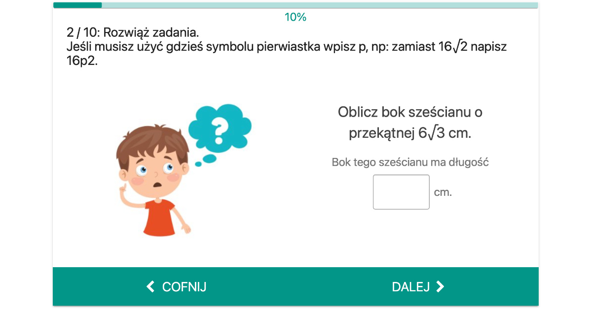 Quiz: Przekątna sześcianu