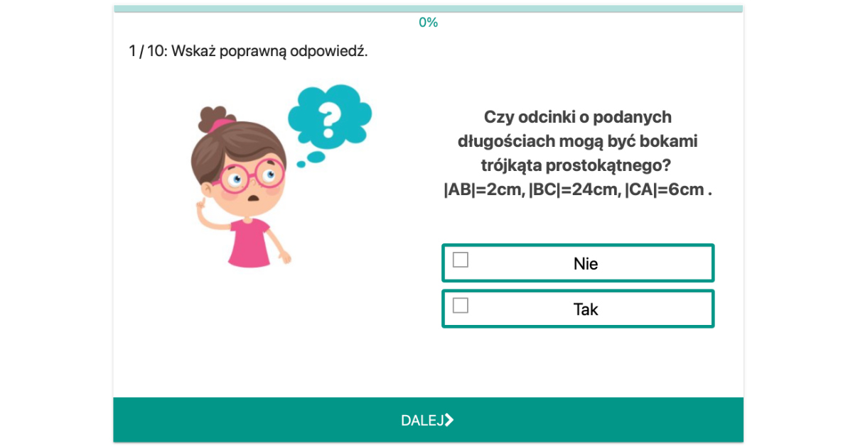 Quiz: Twierdzenie odwrotne do twierdzenia Pitagorasa
