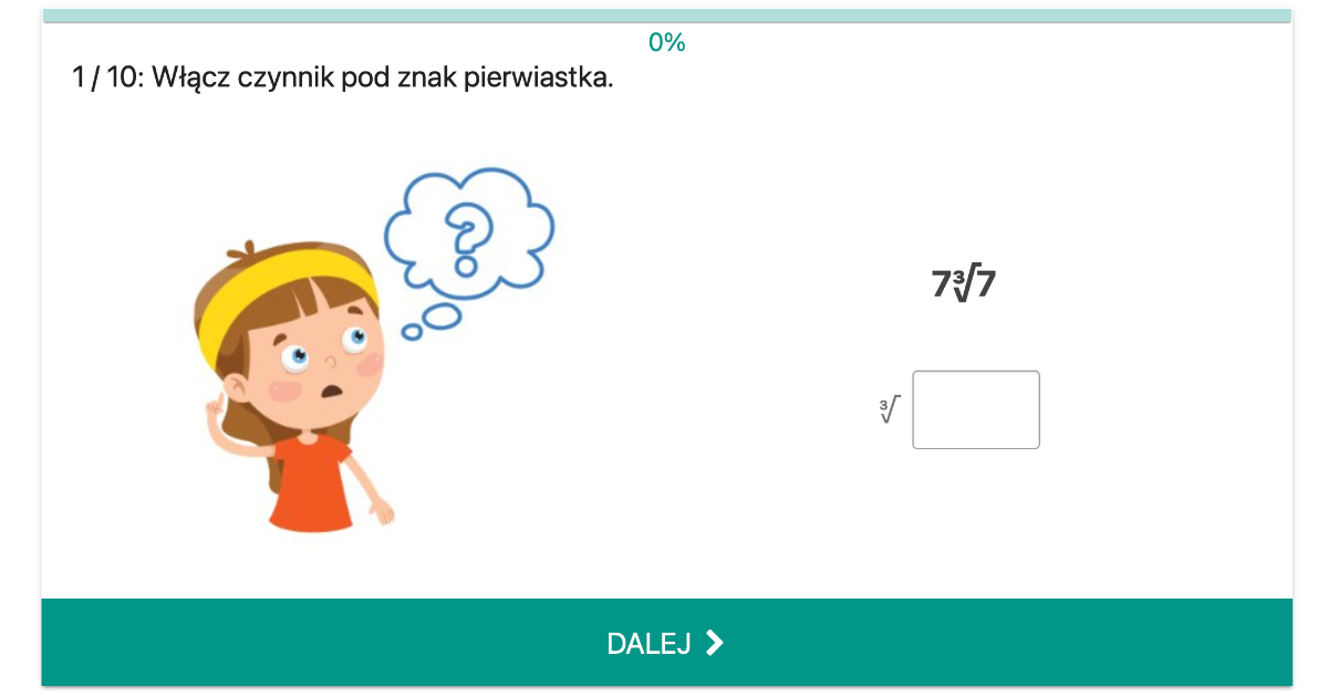 Quiz: Włączanie czynnika pod znak pierwiastka