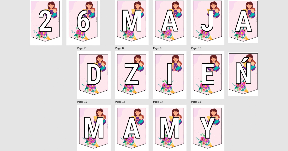 Girlanda do druku: 26 maja Dzień mamy