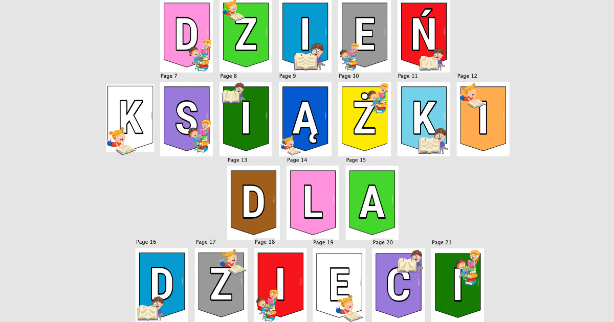 Girlanda do druku: Dzień książki dla dzieci