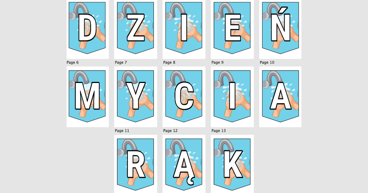 Girlanda do druku: Dzień mycia rąk