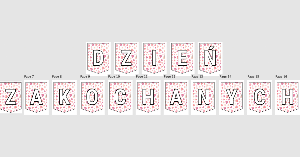 Girlanda do druku: Dzień zakochanych