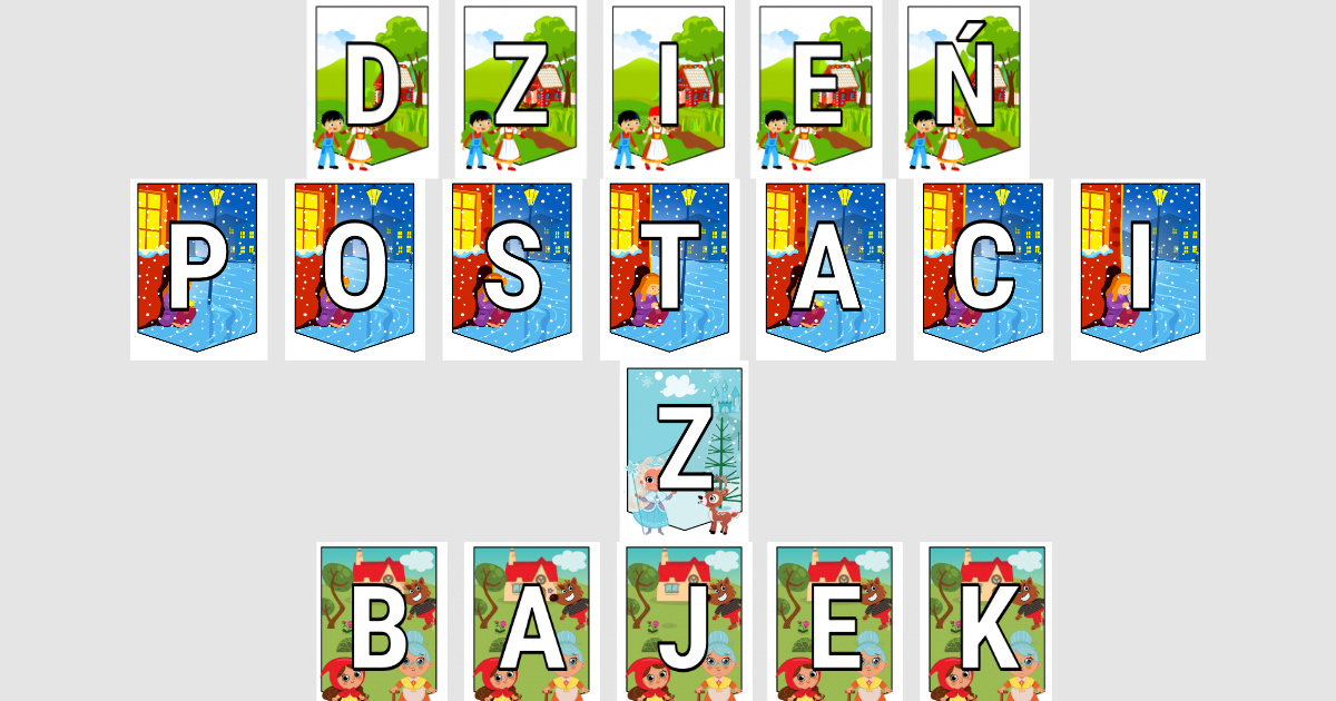 Girlanda do druku: Dzień postaci z bajek