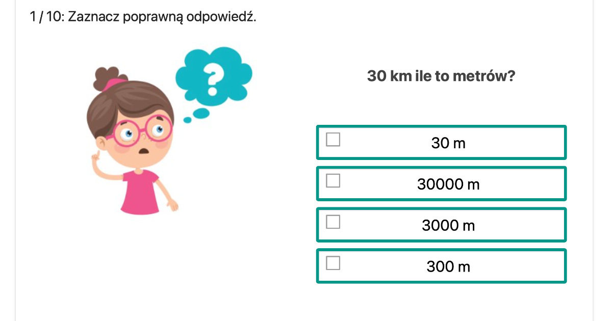 Quiz: Jednostki długości – poziom 2