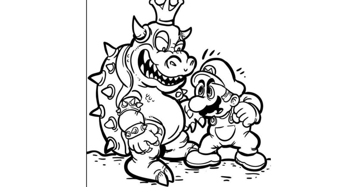 Kolorowanka: Walka Bowser I Mario