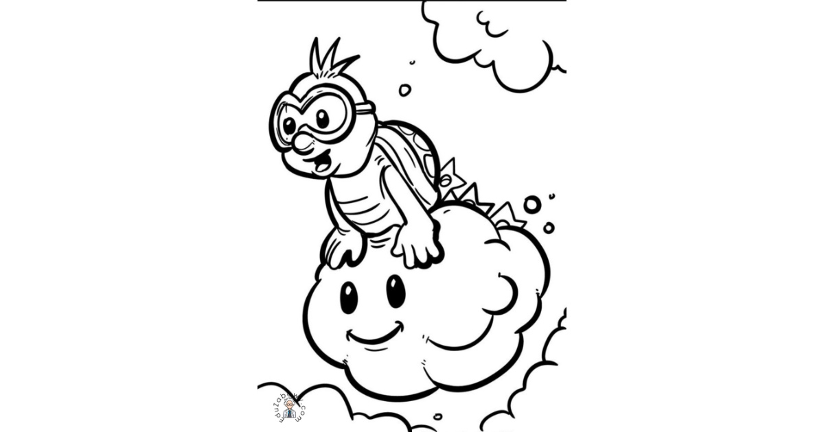 Kolorowanka: Lakitu na chmurce