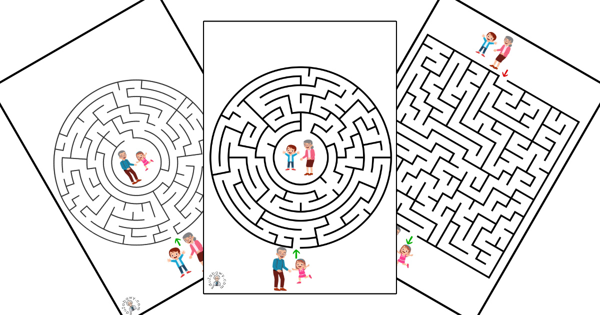 Karty pracy: Labirynty: Dzień Babci i Dziadka