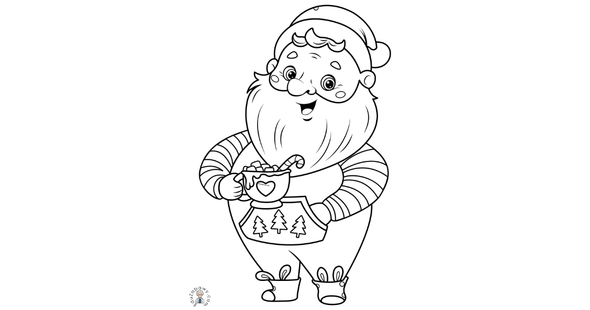 Kolorowanka: Święty Mikołaj w kapciach