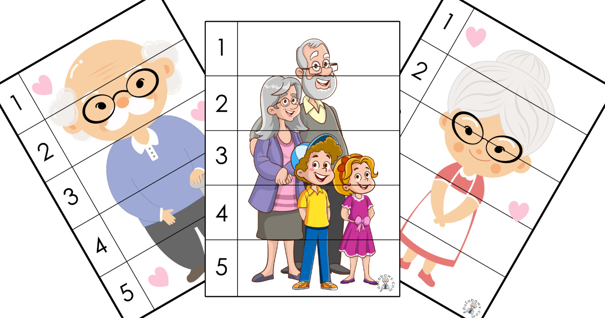 Puzzle 5 elementów: Dzień Babci i Dziadka