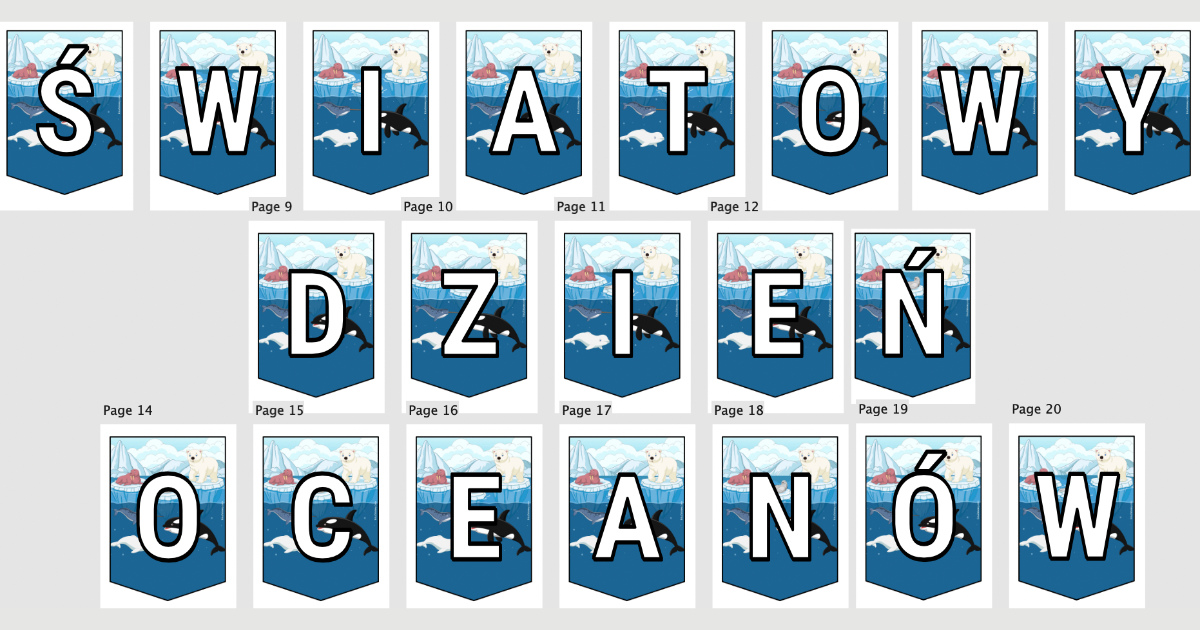 Girlanda do druku: Światowy dzień oceanów