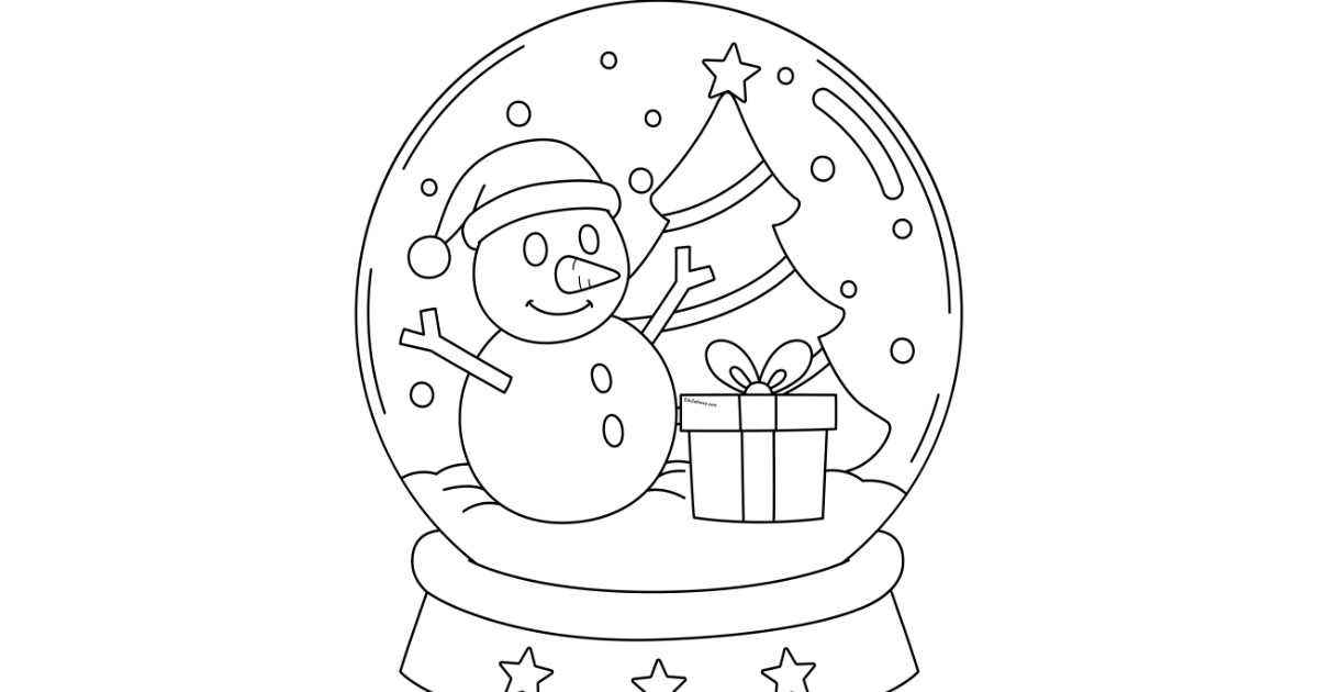 Kolorowanka: Kula śnieżna z bałwanem