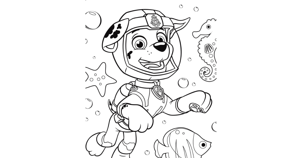 Kolorowanka do druku: Marshall pod wodą