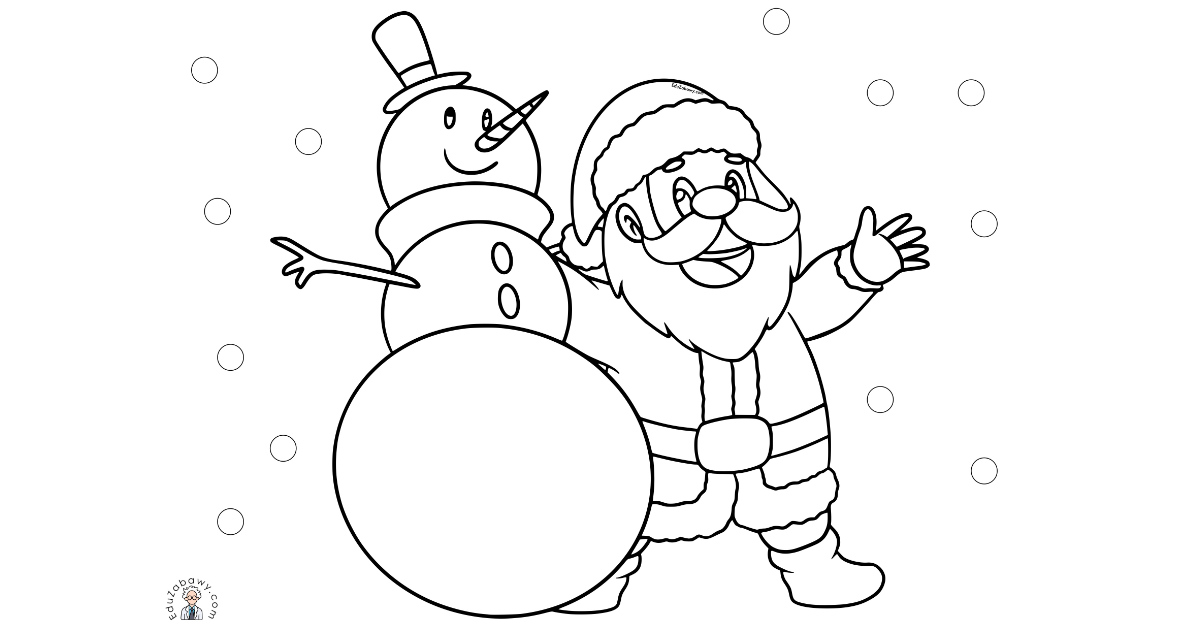 Kolorowanka: Mikołaj i bałwan