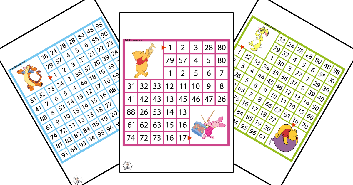 Karty pracy: Labirynty matematyczne: Kubuś Puchatek