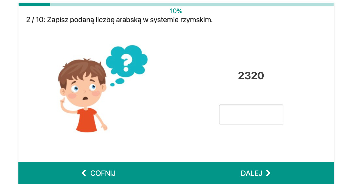 Quiz: Zamiana liczb arabskich na rzymskie