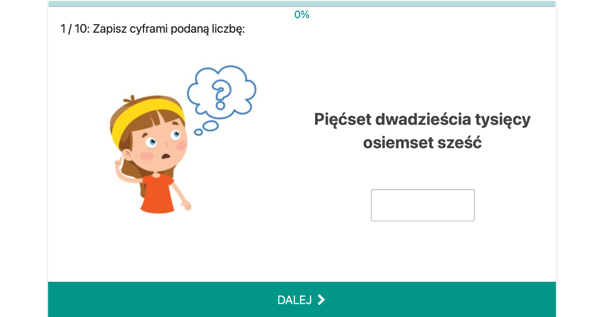 Quiz: Zapisz cyframi liczby – poziom 2