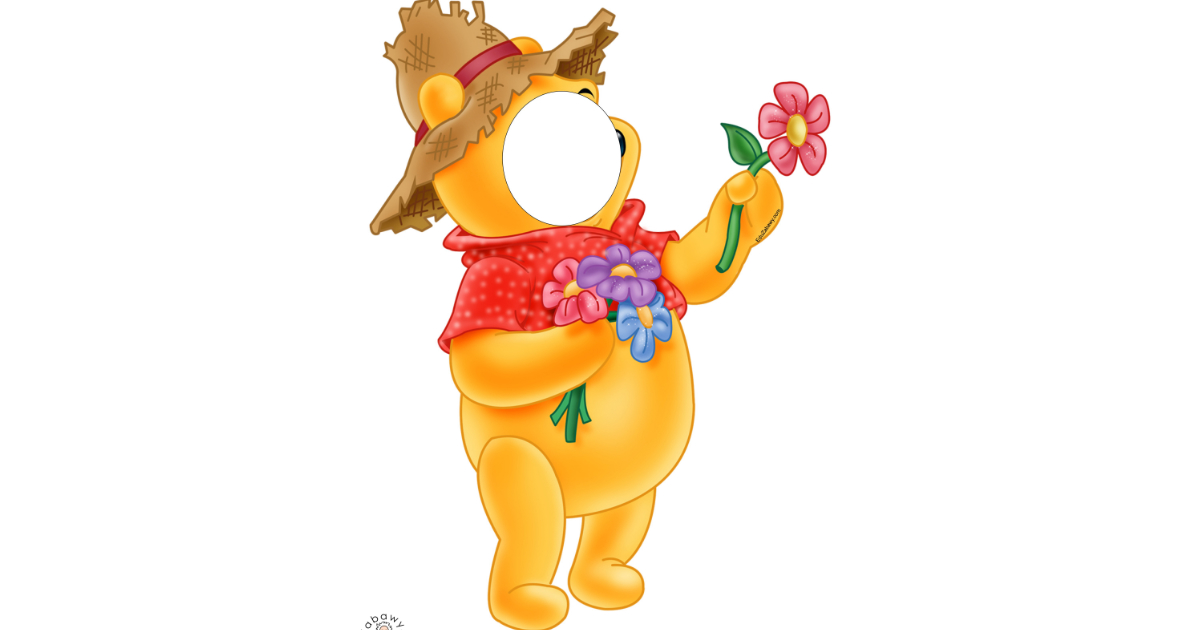 Fotobudka: Puchatek z kwiatami