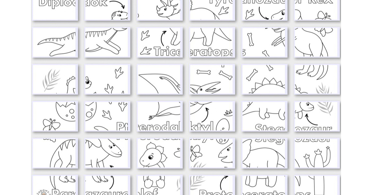 Kolorowanki XXL: Nazwy dinozaurów