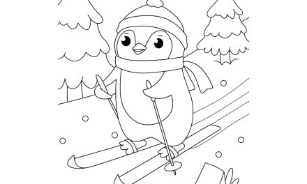 Kolorowanka: Pingwin na nartach