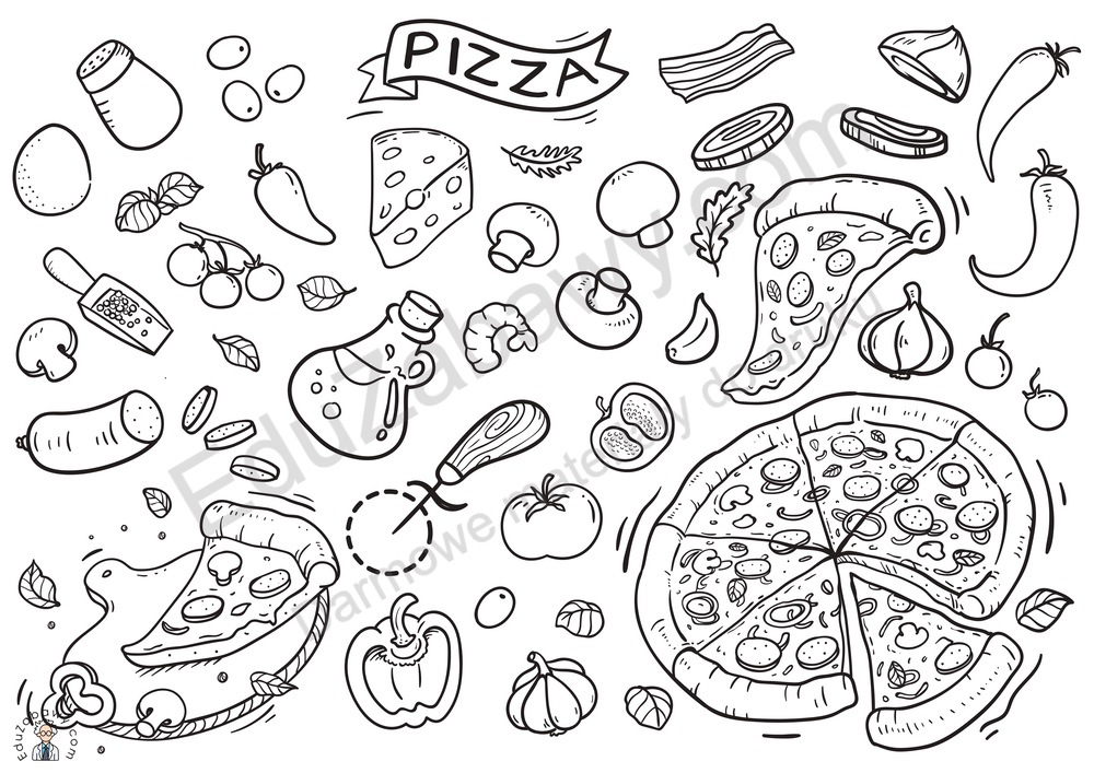 Kolorowanka: Składniki pizzy