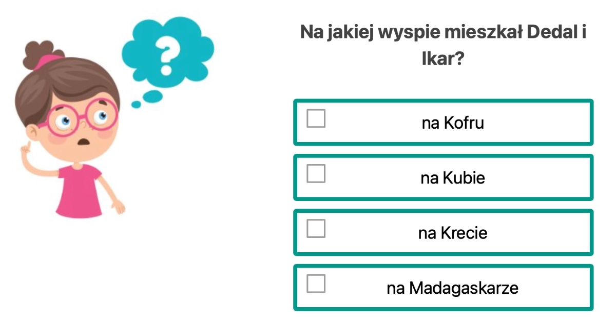 Quiz z lektury: Mit o Dedalu i Ikarze