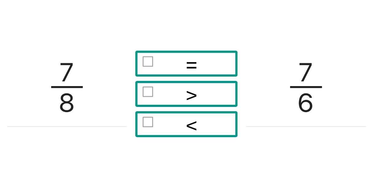 Quiz: Porównywanie ułamków o tych samych licznikach