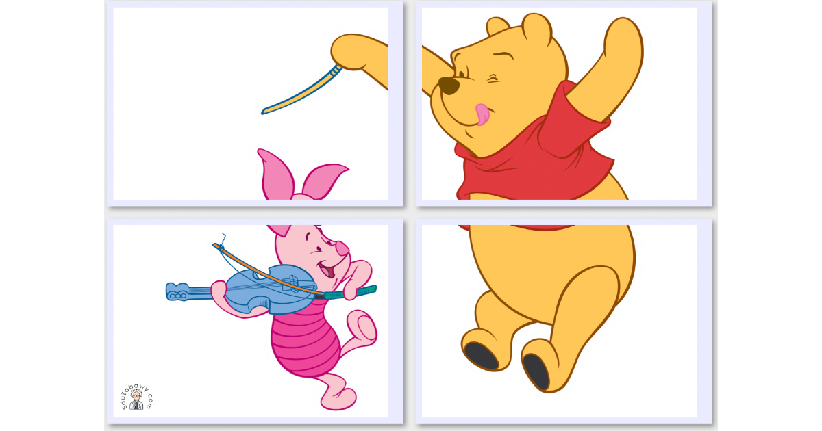 Dekoracje A4 i XXL: Puchatek, Prosiaczek i skrzypce