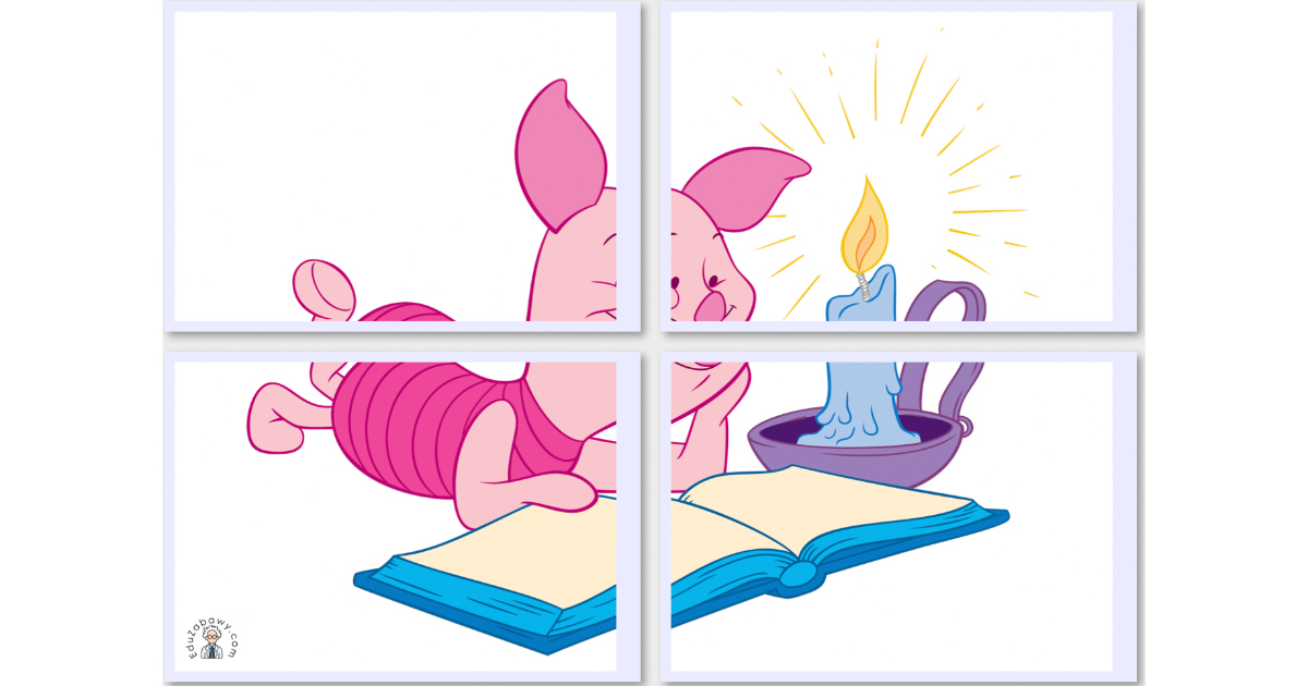 Dekoracje A4 i XXL: Prosiaczek czyta książkę