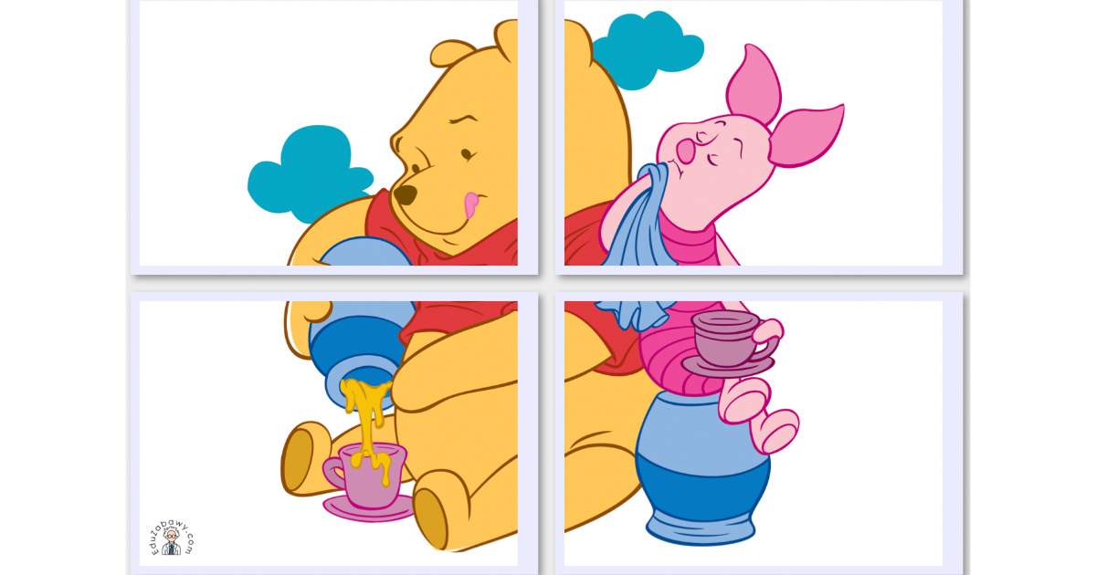 Dekoracje A4 i XXL: Puchatek i miodek