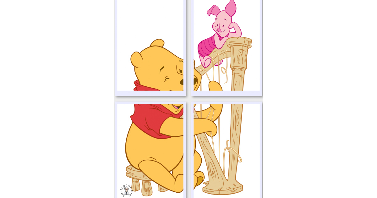 Dekoracje A4 i XXL: Puchatek i muzyka