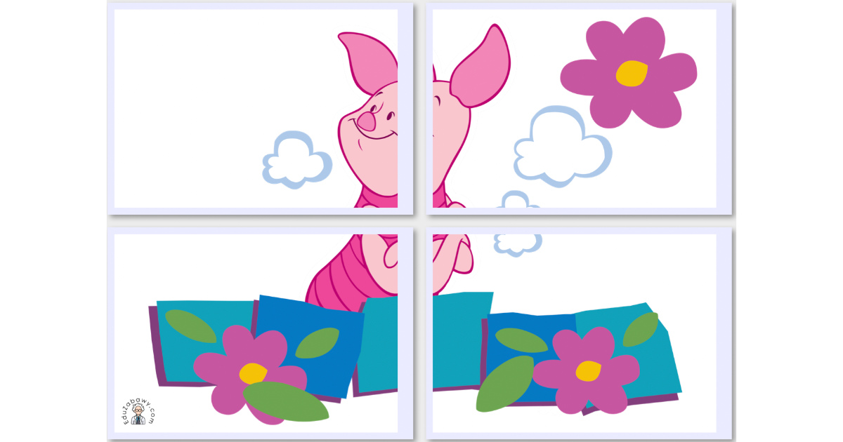 Dekoracje A4 i XXL: Prosiaczek z kwiatkami