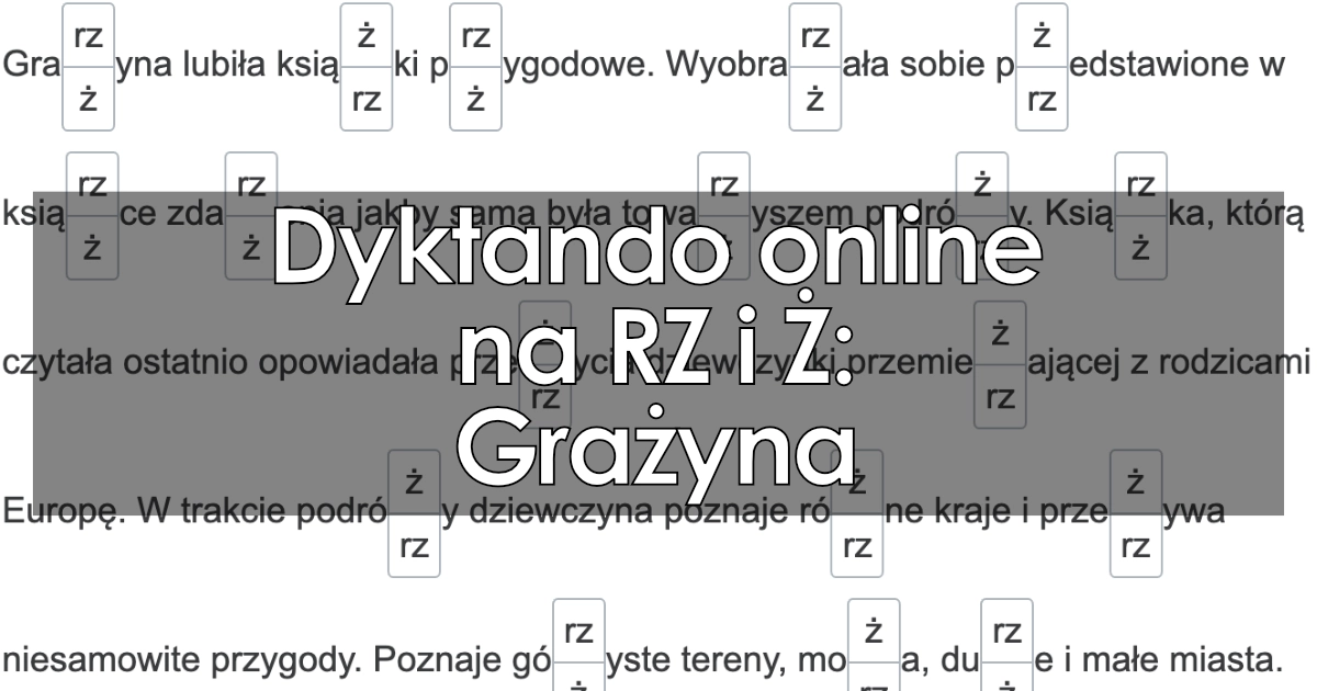 Dyktando Gra Yna Na Pisowni Rz I Dla Klas