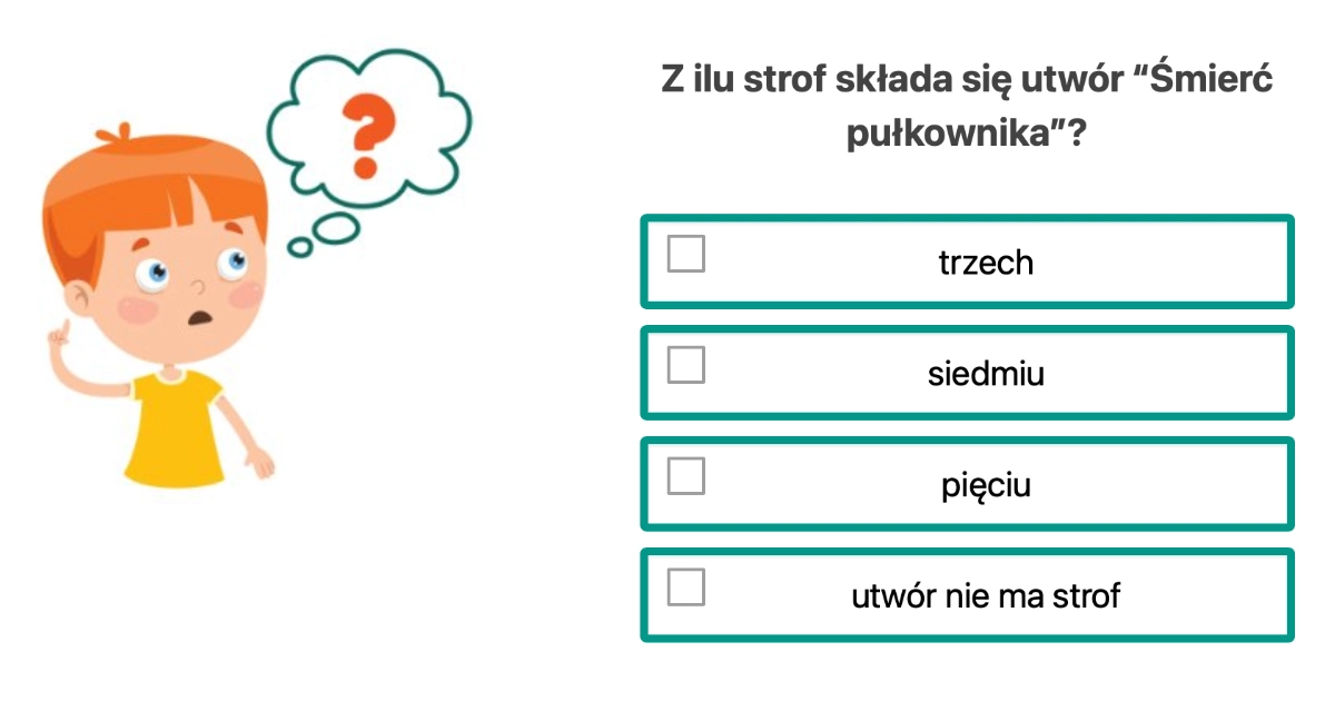 Quiz z lektury Śmierć pułkownika
