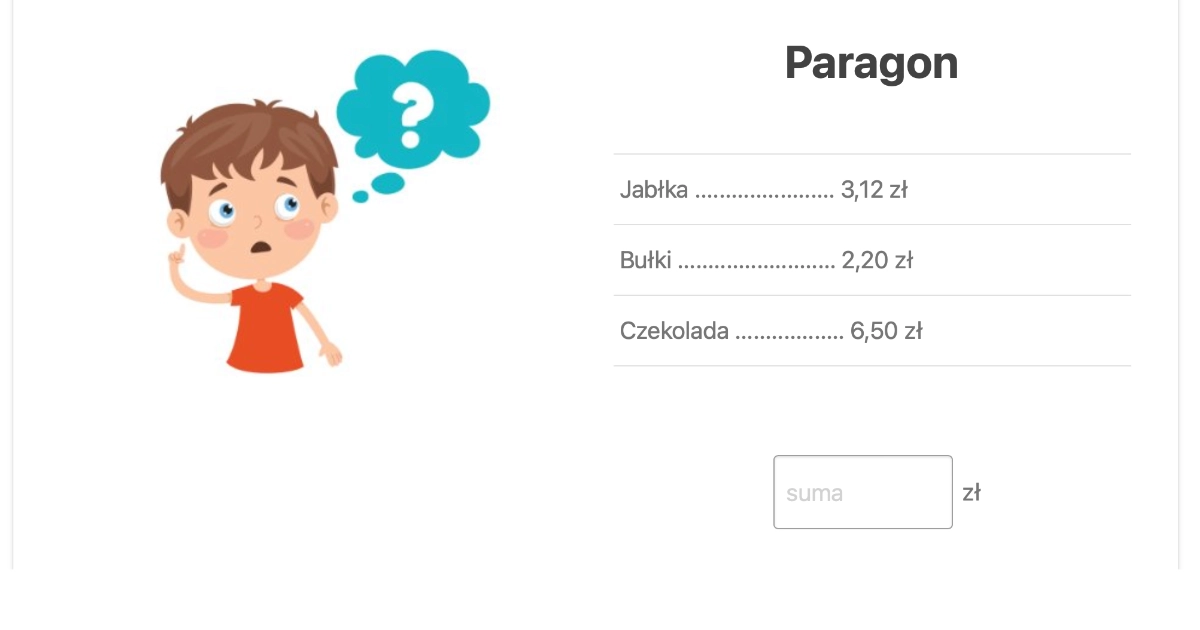 Quiz: Dodawanie na paragonie