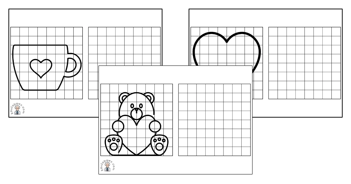 Karty pracy: Przerysuj obrazek: Walentynki
